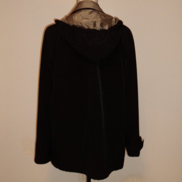 Gallery Women's Medium Dress Trench Jacket Coat Black Beige Short Lined Pockets - Picture 4 of 11